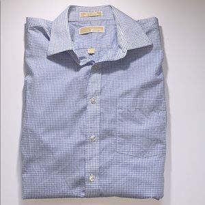 Michael Kors Blue/White Button Down Dress Shirt. L